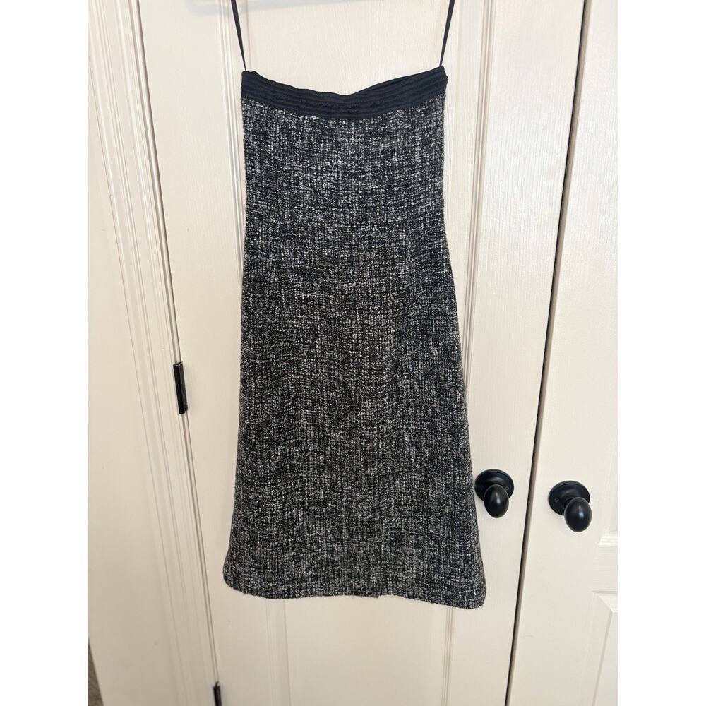 Y2K Express Strapless Tweed Bow Dress Womens 2 Black White Cocktail Fitted